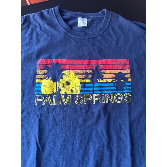 Palm Springs Graphic T-Shirt Navy Blue 2XL Short Sleeve Tee - Picture 2 of 4